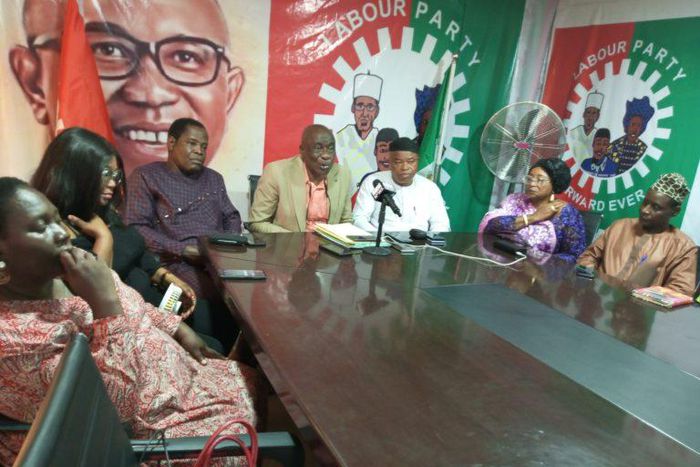 Members of the Lagos State LP State Working Committee at the news conference on Thursday at Party Secretariat in Ikeja.
