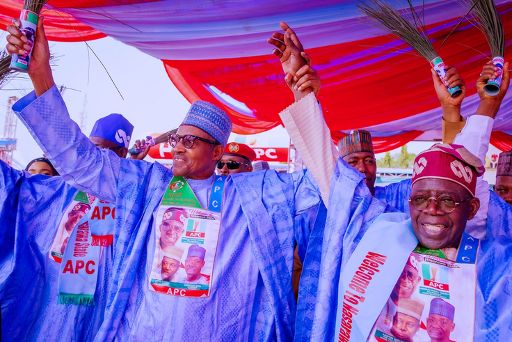 Tinubu loves Nigeria, elect him as my successor – Buhari.
