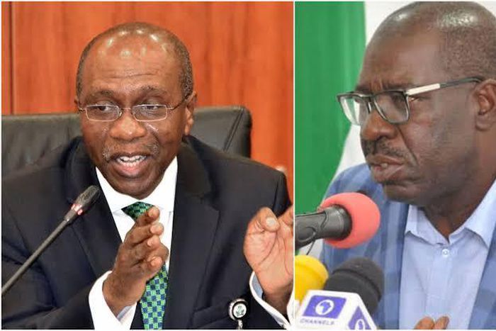 CBN Gov Godwin Emefiele and Edo state Gov Godwin Obaseki.