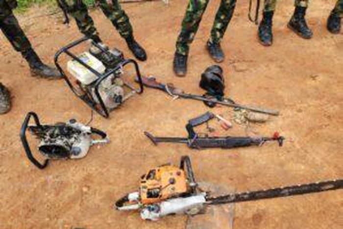 Items recovered from IPOB camps in Anambra on Sunday.