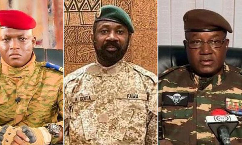 (L-R ) The leader of Burkina Faso, Ibrahim Traoré, Mali’s military leader Colonel Assimi Goita and Niger’s General Abdourahmane Tchiani [ChannelsTV]