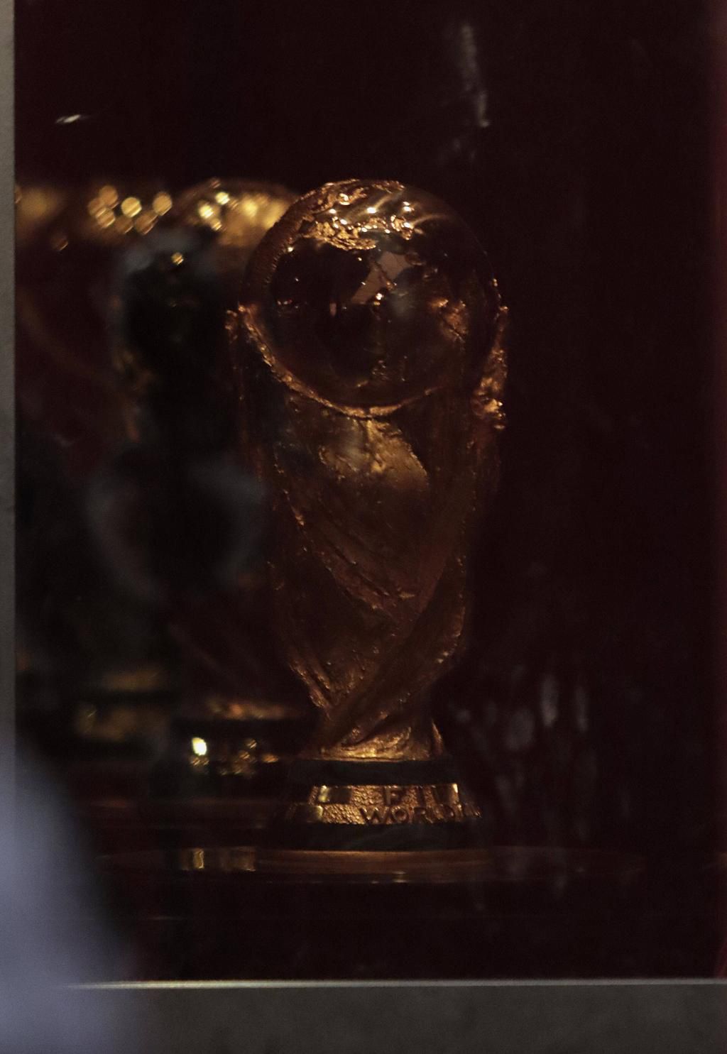 FIFA World Cup trophy as seen behind a glass on October 31, 2022.