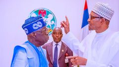 Former President Muhammadu Buhari and his successor, President Bola Tinubu. [Facebook:BuhariSallau]