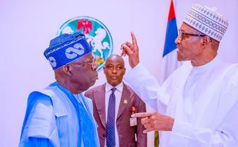 Former President Muhammadu Buhari and his successor, President Bola Tinubu. [Facebook:BuhariSallau]