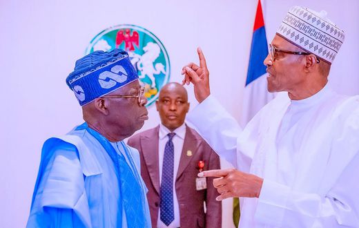 Former President Muhammadu Buhari and his successor, President Bola Tinubu. [Facebook:BuhariSallau]