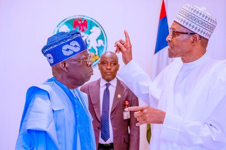 Former President Muhammadu Buhari and his successor, President Bola Tinubu. [Facebook:BuhariSallau]