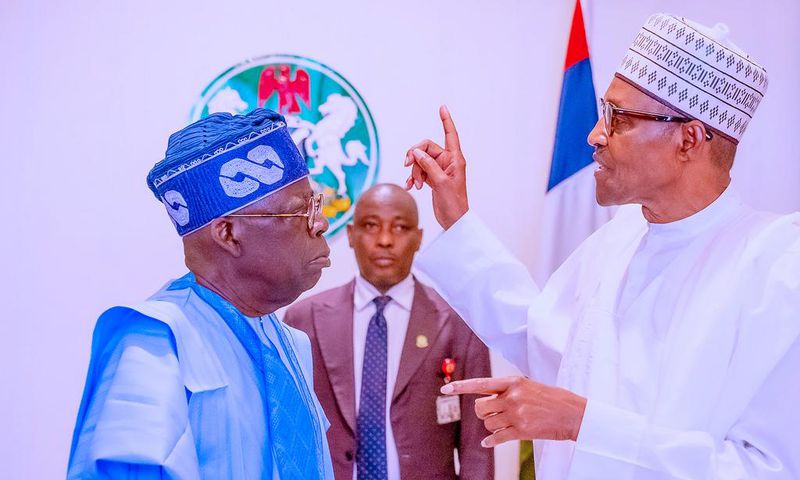 Former President Muhammadu Buhari and his successor, President Bola Tinubu. [Facebook:BuhariSallau]