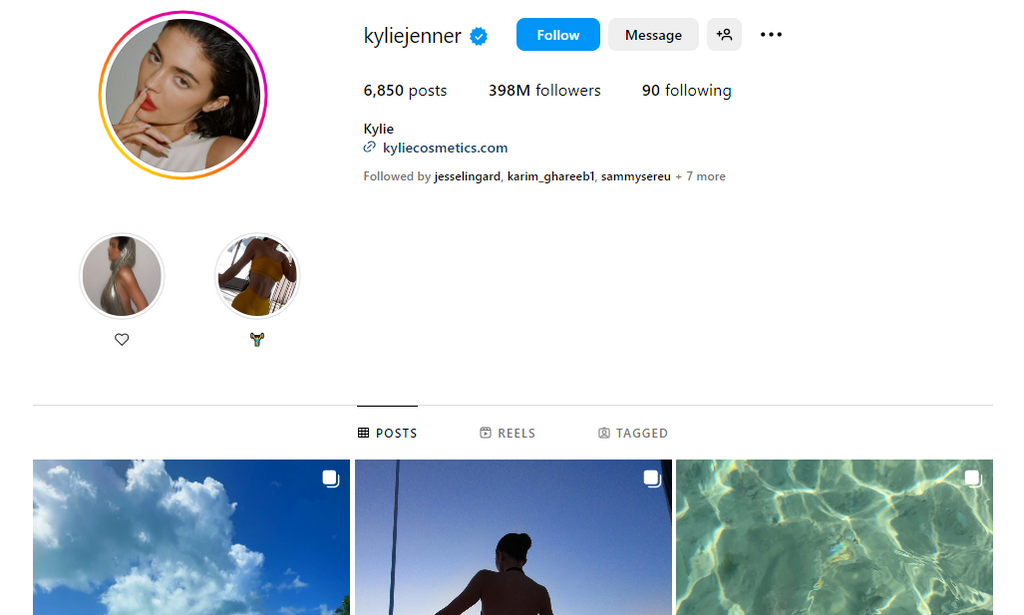 Kylie Jenner's Instagram profile