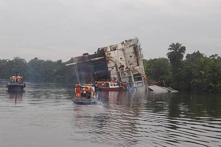 Seplat’s capsised rig (Credit: Thecable.ng)