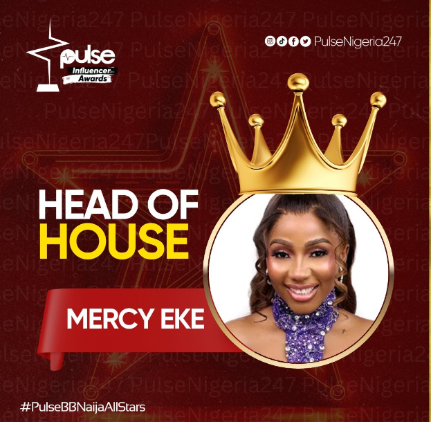 Mercy becomes the first female Head of House for BBNaija All Stars edition. [Instagram/pulsenigeria247]