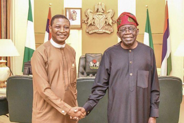 Rev Yakubu Pam with President Bola Tinubu [The Presidency]