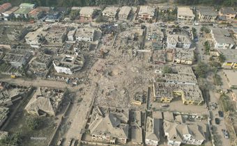 An aerial view of the aftermath of the explosion that rocked Ibadan on Tuesday, January 16, 2024 [TheaaaJay]
