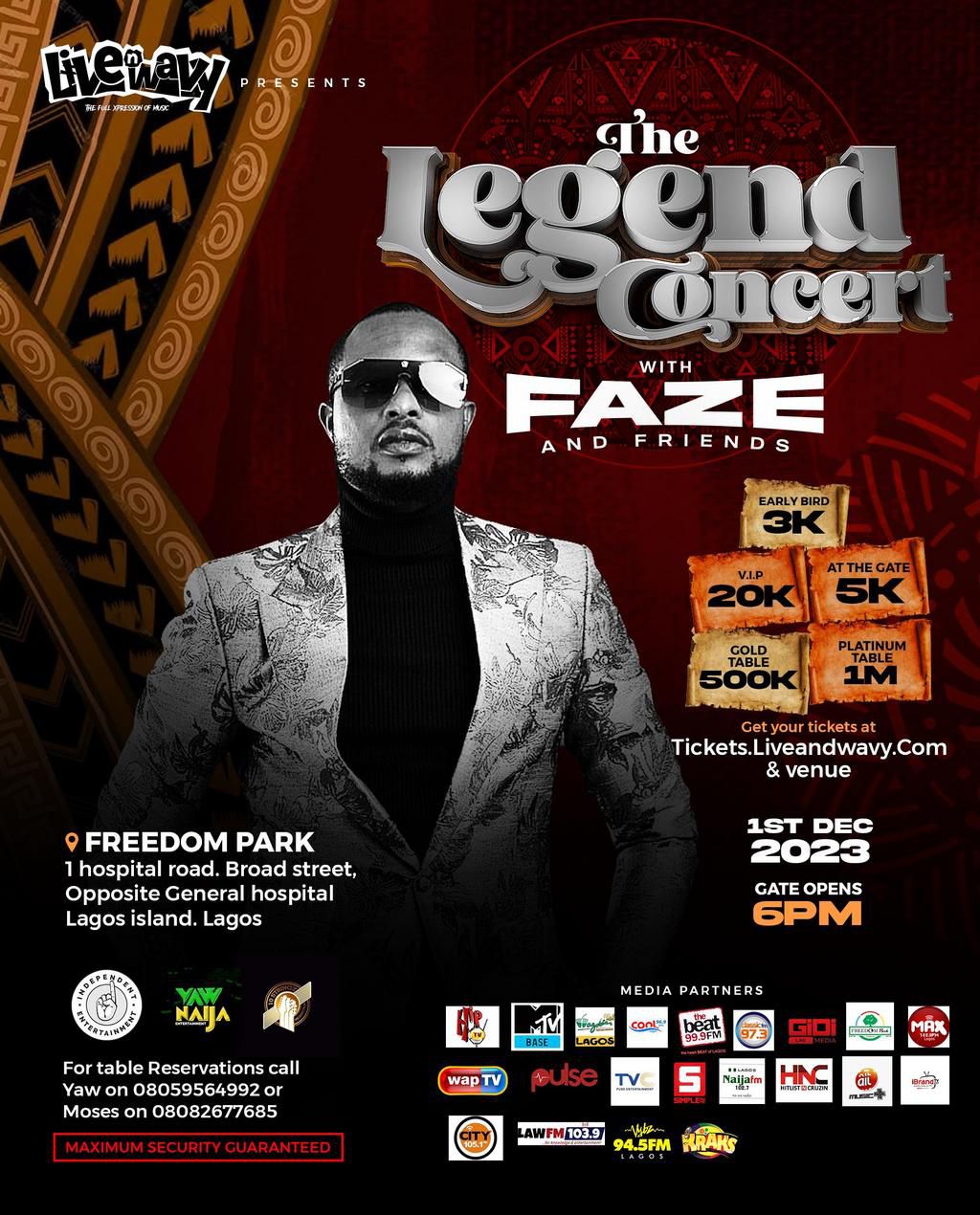 Nigerian music icon Faze headlines Live & Wavy: The Legend Concert