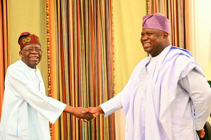 President Bola Tinubu meets former Lagos State Governor, Akinwunmi Ambode in Aso Rock. [Presidency]