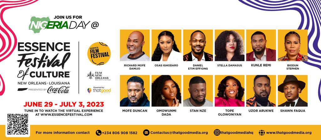 The line up for Nigeria Day at the upcoming Essence Film Festival in New Orleans