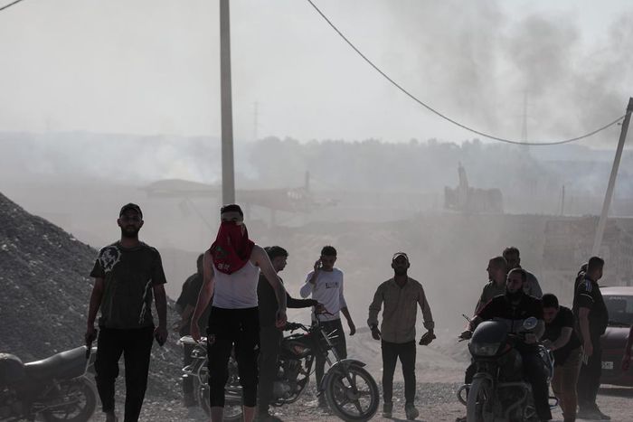 Fires break out at the Nahal Oz military site after Hamas entered it.Getty Images