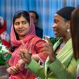 L-R: Malala Yousafzai, Maryam "Taaooma" Apaokagi, and Susan Pwajok [Grace Ekpu/Malala Fund]