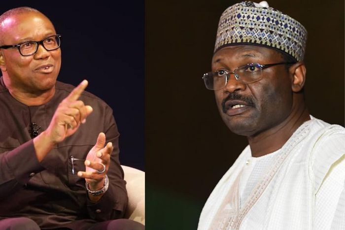 A match up photo of the Labour Party presidential candidate, Peter Obi and INEC Chairman, Prof. Mahmood Yakubu. [File]