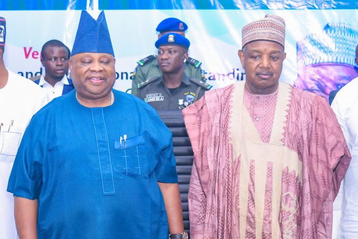 Gov. Ademola Adeleke and Sen. Abubakar Bagudu, Minister of Budget and National Planning. [NAN]