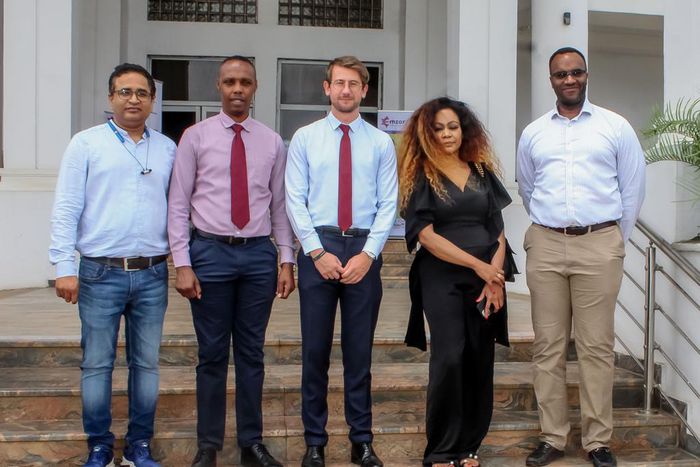 L-R : Head of Site Operations, Emzor Pharmaceuticals Industries Ltd, Ashish Kumar Sehgal; CEO of APIFA, Frankline Keter; Project Finance Division, EIB, Arthur Delor; Communications Manager, West and Central Africa, Isabelle Vovor; Chairman of Emzor Pha...