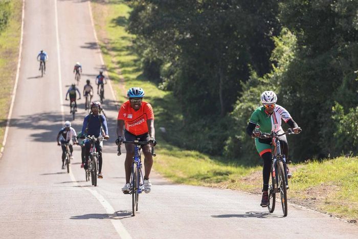 Mama Rachel Ruto with her cycling club on January 26, 2021