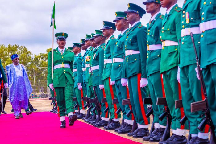 President Bola Ahmed Tinubu attends the Senior Course 25 Graduation Ceremony of the Armed Forces Command and Staff College, Jaji, Kaduna State on Friday. [Presidency]