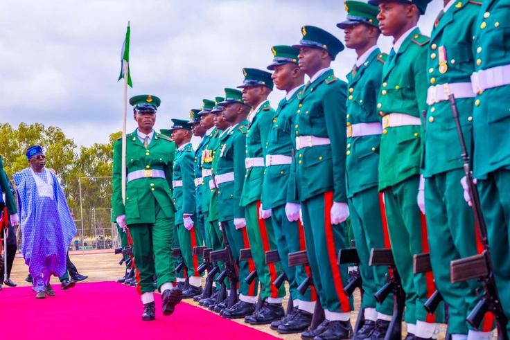President Bola Ahmed Tinubu attends the Senior Course 25 Graduation Ceremony of the Armed Forces Command and Staff College, Jaji, Kaduna State on Friday. [Presidency]