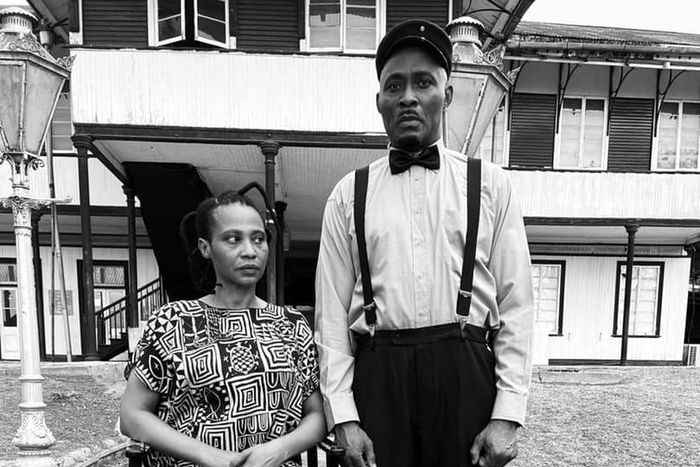 Richard Mofe-Damijo and Nse Ikpe-Etim on the set of 'Four Four Forty Four' [Instagram/mofedamijo]