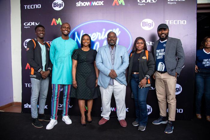 (L-R) Marketing Intern at TomTom Nigeria, Emmanuel Kuram; Nigerian Idol host, IK Osakioduwa; Executive Head, Content and West Africa Channels, Busola Tejumola; Nigerian Idol Host, Obi Asika; Brand Manager (Gum & Candy) Cadbury West Africa, Joan Odafe; ...