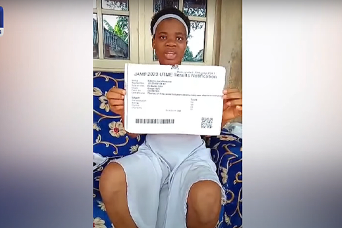 This video grab shows UTME candidate Mmesoma Joy Ejikeme [Channels TV]