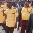 Gov. Babajide Sanwo-Olu of Lagos State during the passing out parade of the newly recruited officials of Lagos State Traffic Management Authority (LASTMA) in Lagos on Wednesday, February 5, 2020. (Twitter/@followlasg)