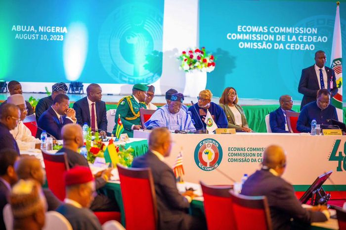 President Bola Tinubu at the second ECOWAS Extraordinary meeting in Abuja on Thursday, August 10, 2023. [Presidency]