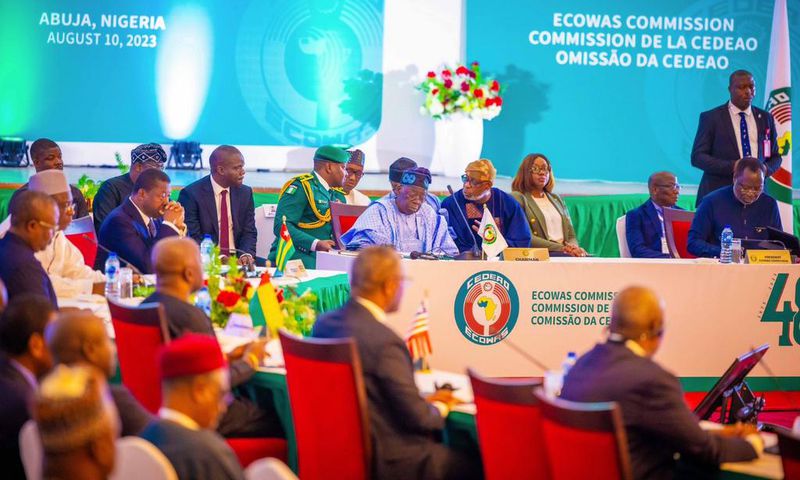 President Bola Tinubu at the second ECOWAS Extraordinary meeting in Abuja on Thursday, August 10, 2023. [Presidency]