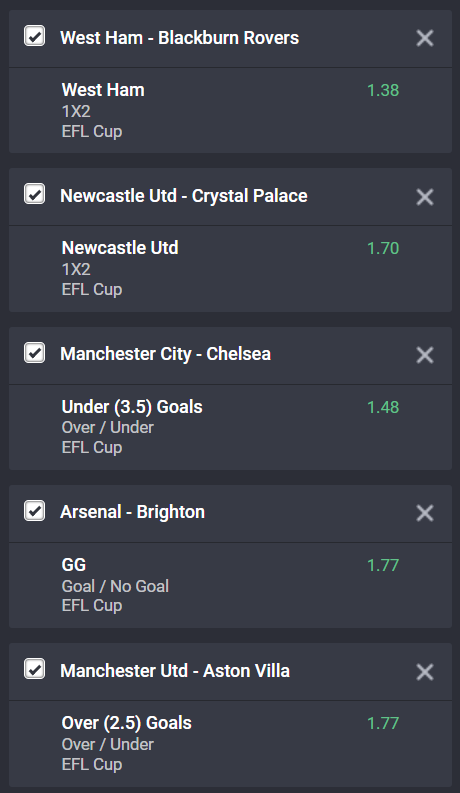EFL Cup accumulator on Bet9ja