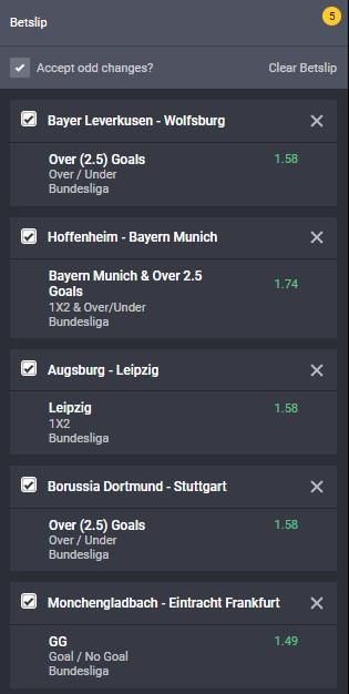 German Bundesliga accumulator on Bet9ja