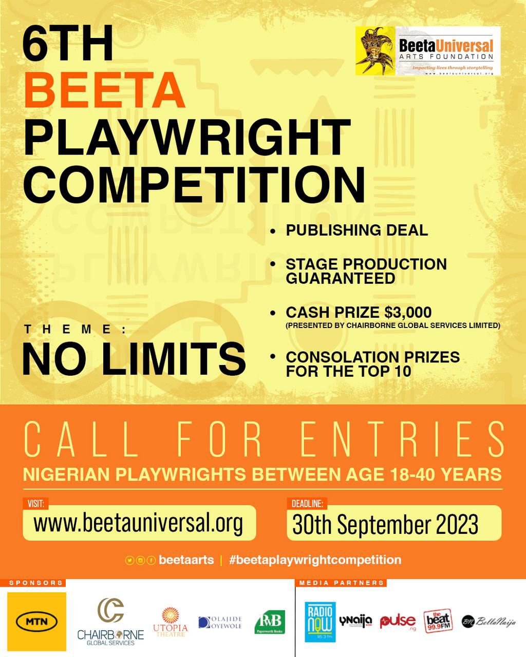 Bikiya Graham-Douglas led Beeta Universal Arts Foundation announces 6th edition of Playwright Competition.