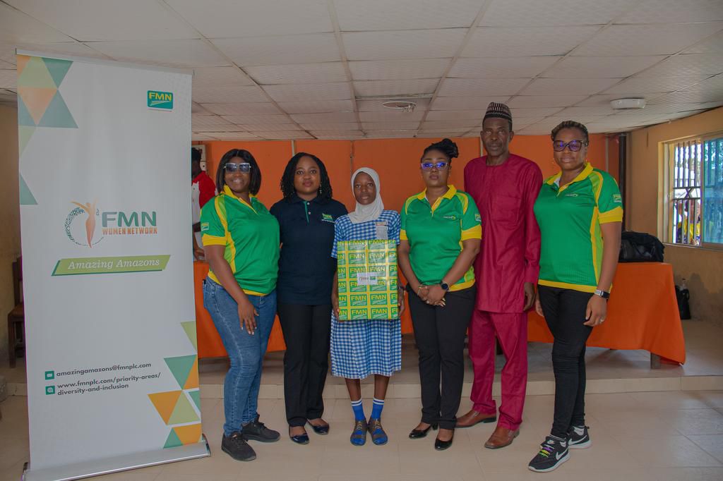 L-R: Kehinde Akani, Secretary, FMN Women Network; Olasubomi Sofowora, Chairperson, FMN Women Network; Ayinla Sikirah, Student, United Christian Senior Secondary School; Grace Beredugo, Team Lead, Strategic Planning and Implementation at FMN; Agesin Tai...