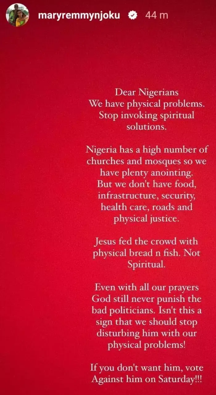 Mary Njoku [Instastory]