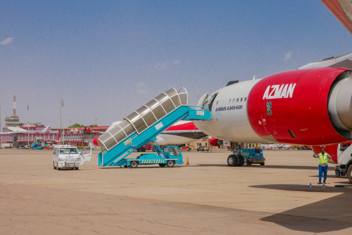 Azman Air plane has landed in Egypt to bring home another set of stranded Nigerians from Egypt