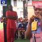One of the students of Regina Pacis Secondary School, Onitsha in Anambra State behind the Smart Sticks for the blind. [ChannelsTV]