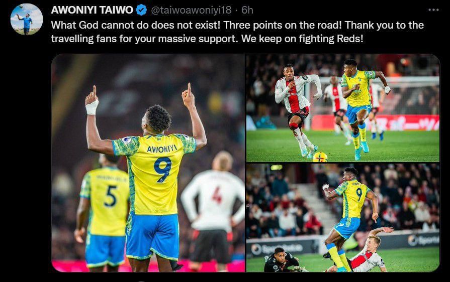 Taiwo Awoniyi on Twitter