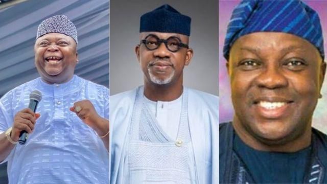 Ladi Adebutu, Dapo Abiodun and Biyi Otegbeye are the main governorship candidates in Ogun state (BBC)