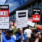Writers picket in front of Netflix on Sunset Boulevard in Hollywood, California, on May 2, 2023, as the Writers Guild of America (WGA) goes on strike.FREDERIC J. BROWN/AFP via Getty Images