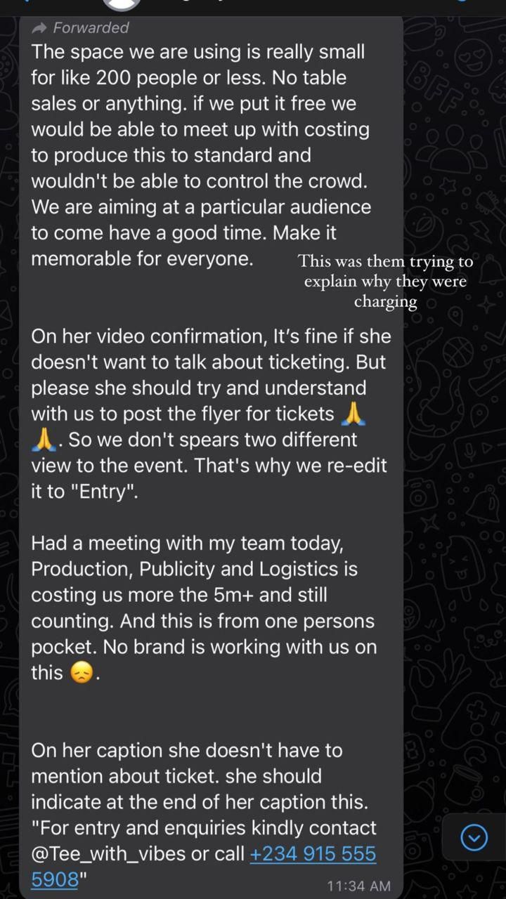 Screenshot shared by Hilda Baci