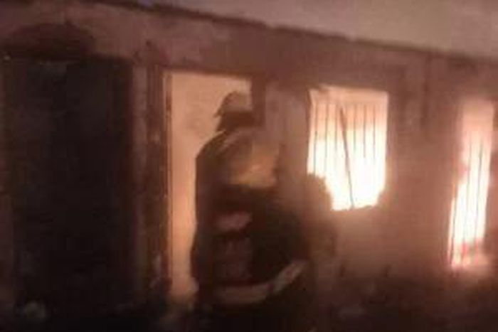 NCAC office at National Theatre ground, in Iganmu Lagos, while on fire on Saturday night  [NAN]