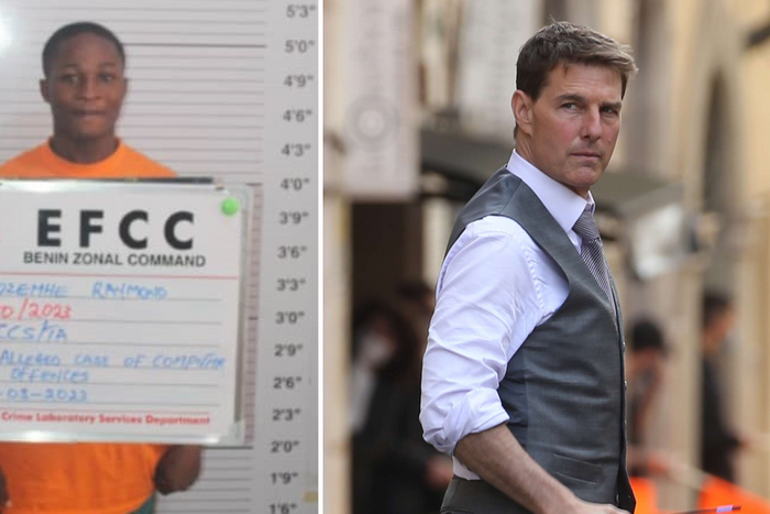 Raymond Imozemhe (left) impersonated Tom Cruise (right) on Scrabble