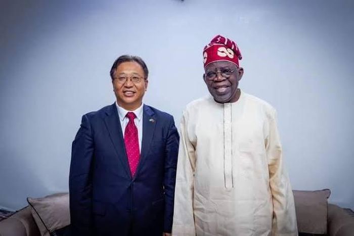 Chinese Ambassador to Nigeria, Cui Jianchun and President Bola Tinubu (Credit: Ripples Nigeria)