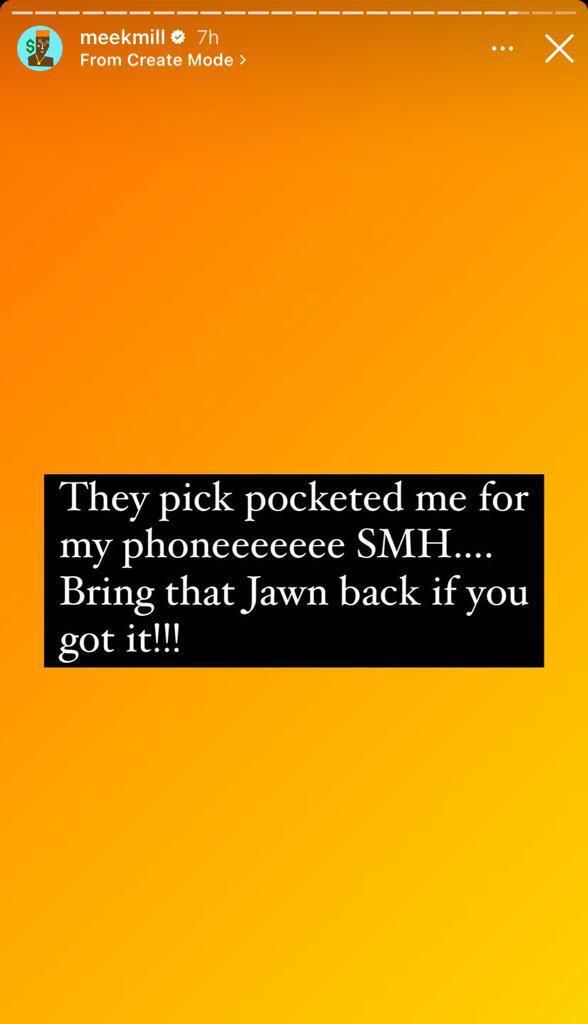 Meek Mill's Instagram Story Friday, 30th December 2022