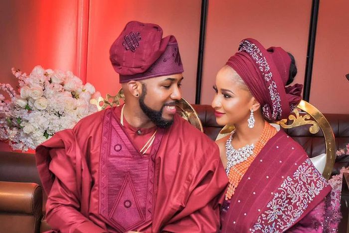 Banky W and Adesua Etomi rocking Burgundy as their families get formally introduced ahead of their wedding, May 6 2017