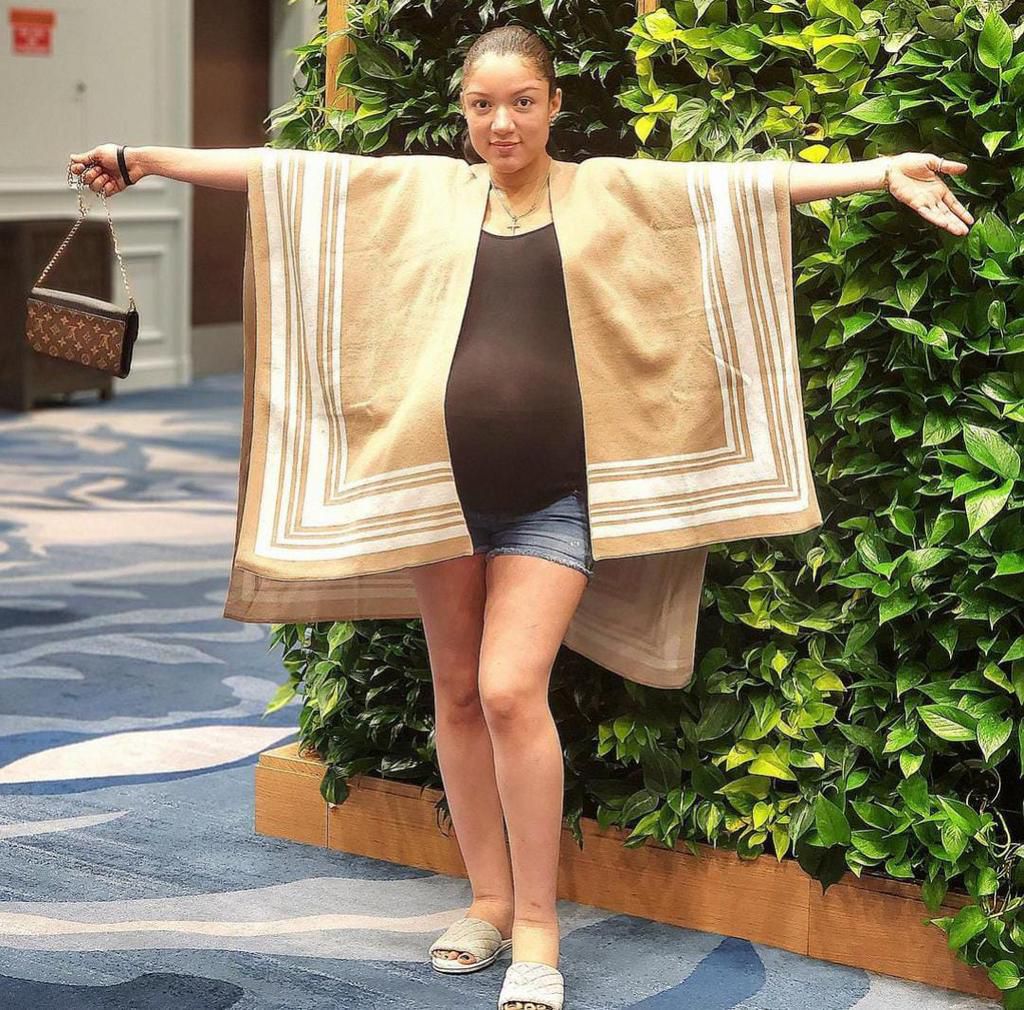 Gifty during her pregnancy. She disclosed that her swollen feet and face are always a giveaway when she's pregnant